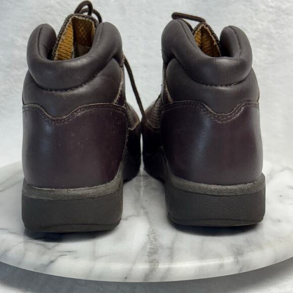 Timberland‎ Field Boots Kids 3.5 Brown Leather Hiking Winter Lace Up Lug Sole - Picture 6 of 14
